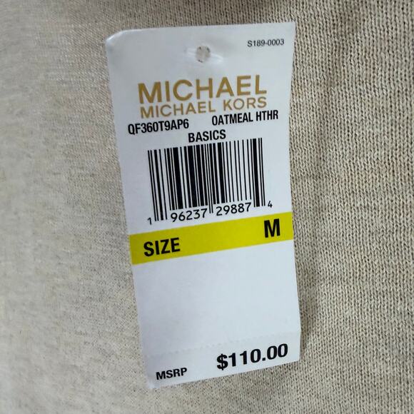 Michael Michael Kors Sweater Women M Oatmeal Beige Turtleneck Modern Lightweight - Picture 9 of 12